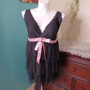 Cacique by Lane Bryant Black Heart Lace Babydoll 18/20